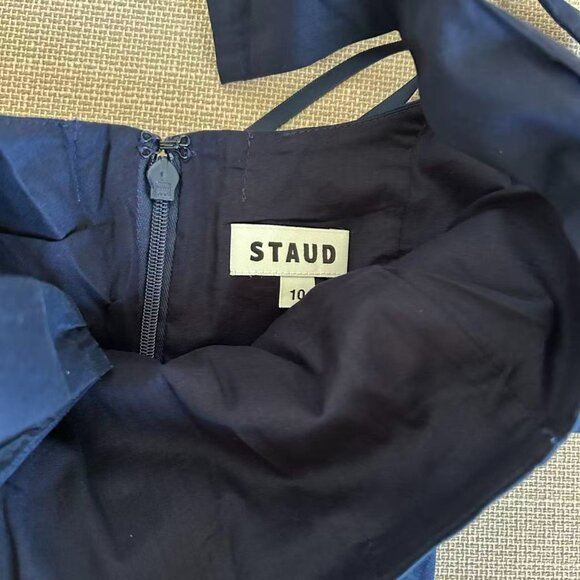 BEST STAUD Wells Midi Dress Sz6/8/10 Navy Blue Classic Cotton Party Wedding - Picture 7 of 12